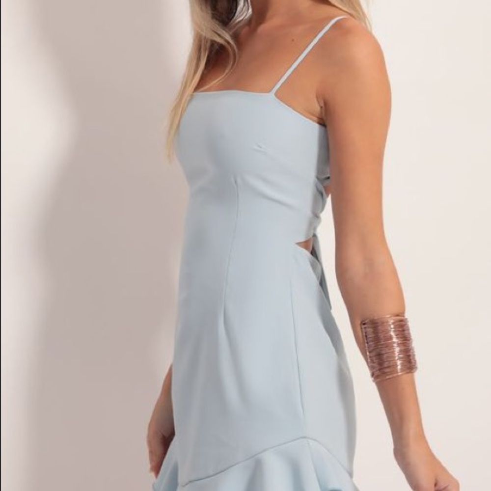 Aubrey Ruffle Dress Light Blue: date party/sorority/party/homecoming dress
